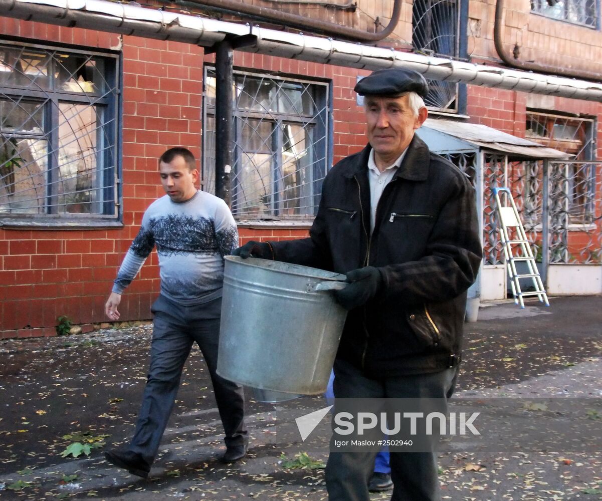 Aftermath of artillery bombardment by Ukrainian forces in Donetsk