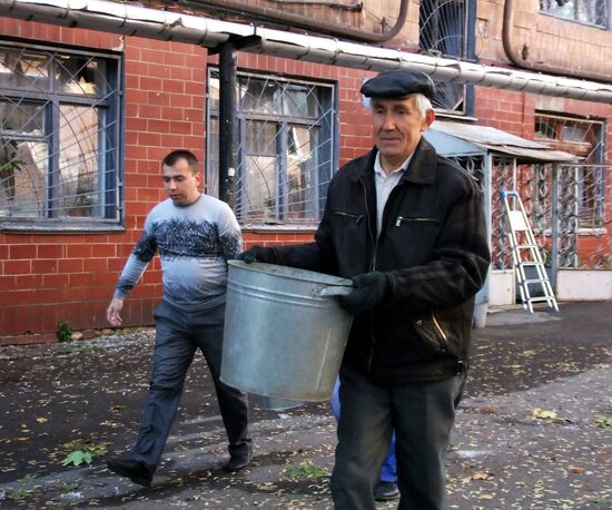 Aftermath of artillery bombardment by Ukrainian forces in Donetsk