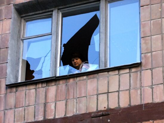 Aftermath of artillery bombardment by Ukrainian forces in Donetsk