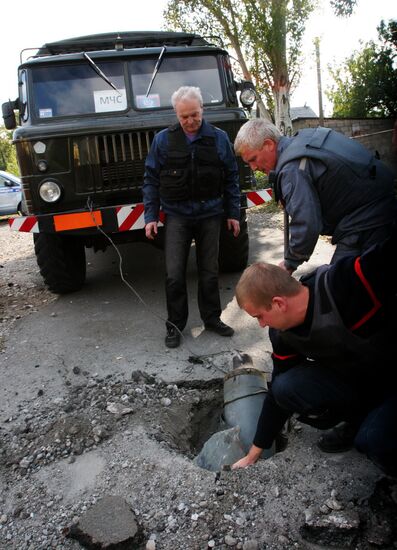 Aftermath of artillery shelling in Donetsk