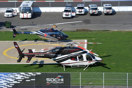 Unloading equipment at Sochi Autodrom race track