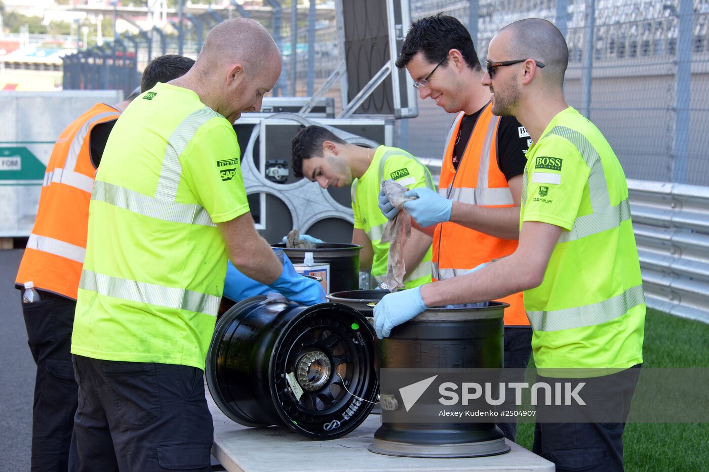 Unloading equipment at Sochi Autodrom race track