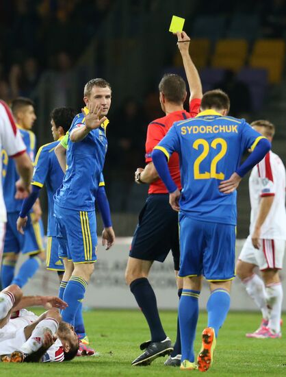 Football. Qualifying match for Euro 2016. Belarus vs. Ukraine