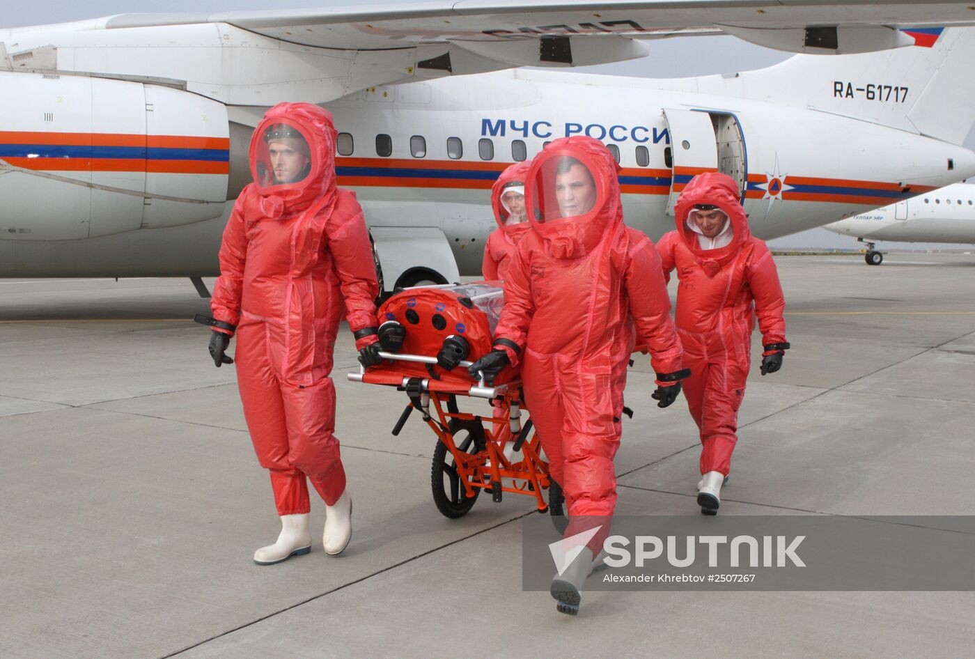 Presentation of aircraft equipped to transport Ebola patients