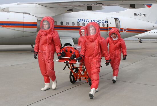Presentation of aircraft equipped to transport Ebola patients