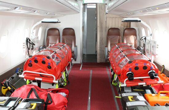 Presentation of aircraft equipped to transport Ebola patients