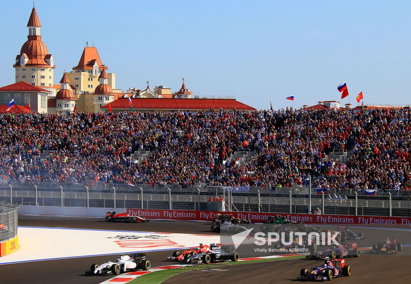 Vladimir Putin attends 2014 Formula 1 Russian Grand Prix