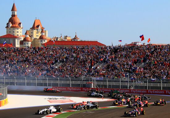 Vladimir Putin attends 2014 Formula 1 Russian Grand Prix