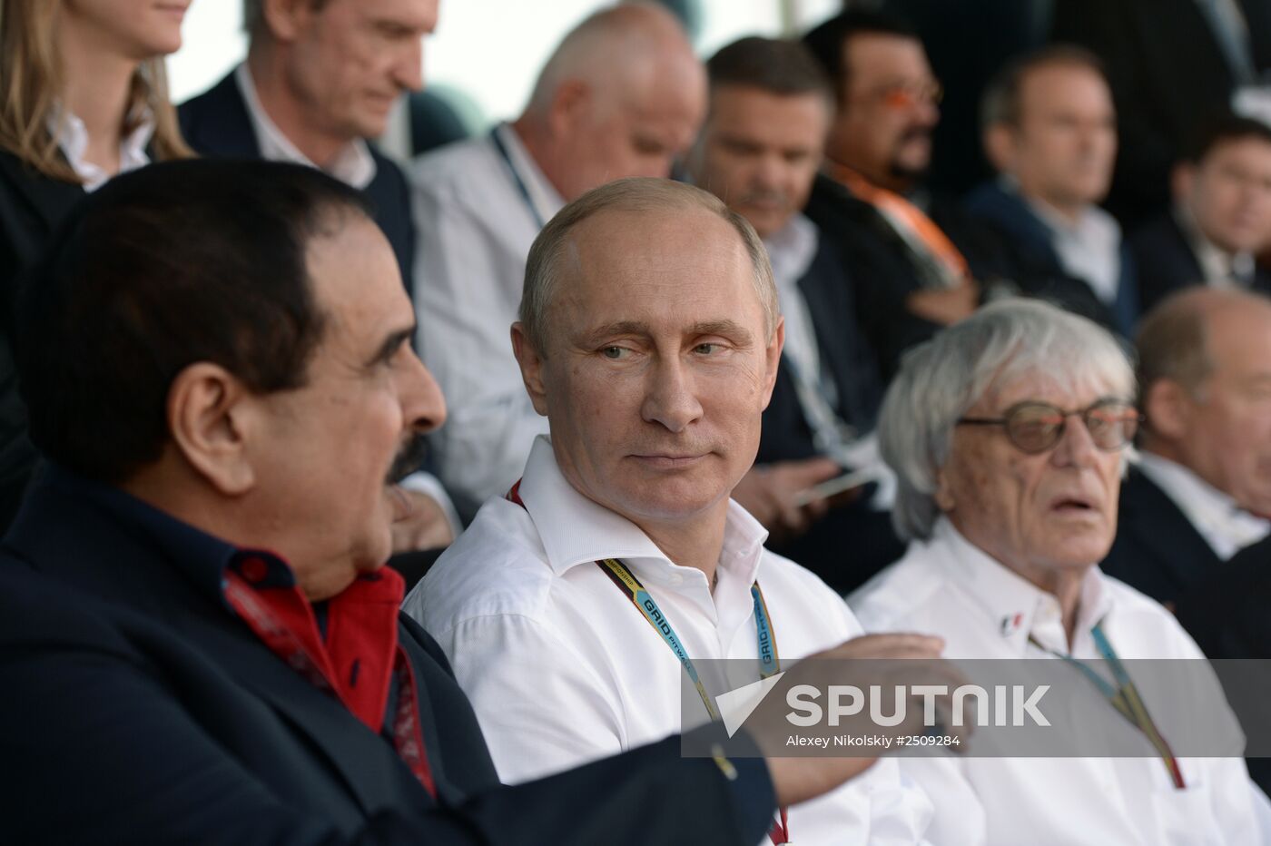 Vladimir Putin attends 2014 Formula 1 Russian Grand Prix