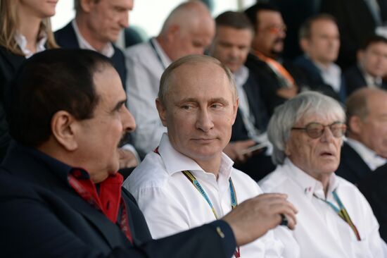 Vladimir Putin attends 2014 Formula 1 Russian Grand Prix