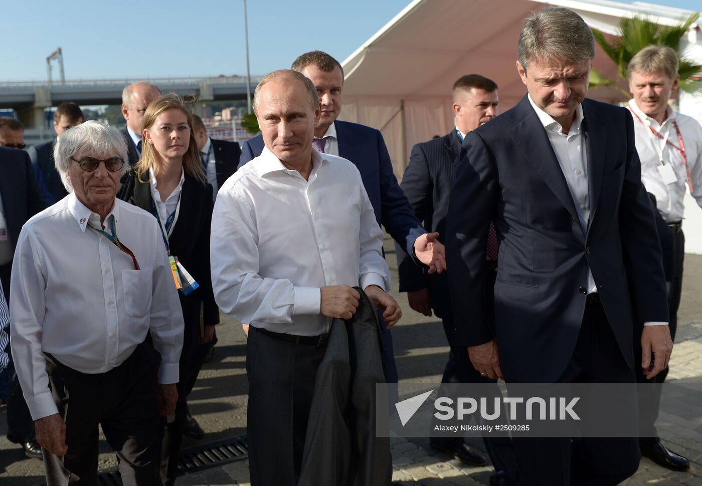 Vladimir Putin attends 2014 Formula 1 Russian Grand Prix