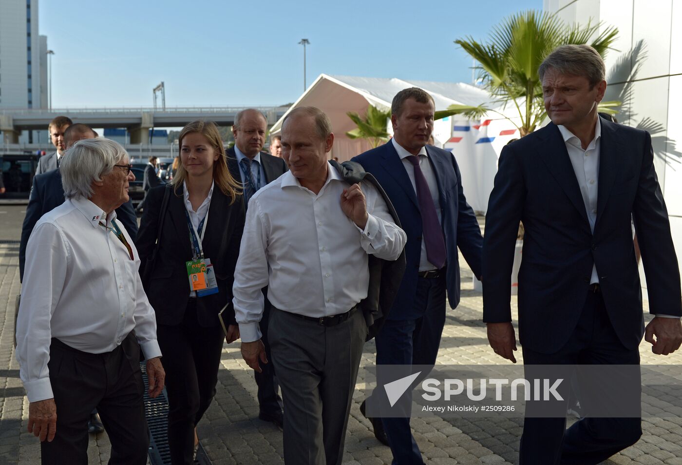 Vladimir Putin attends 2014 Formula 1 Russian Grand Prix