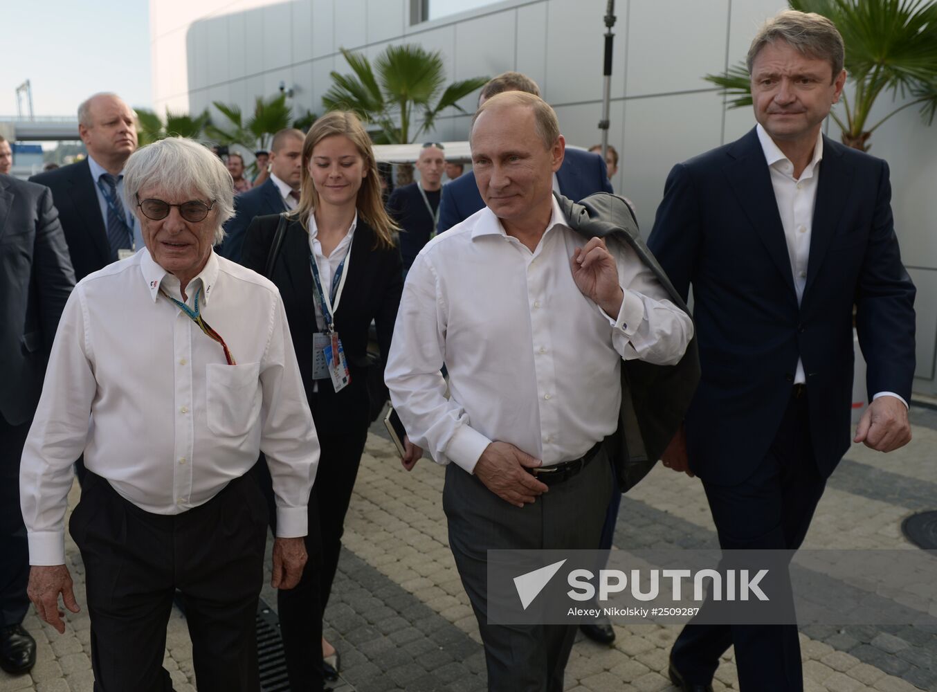 Vladimir Putin attends 2014 Formula 1 Russian Grand Prix