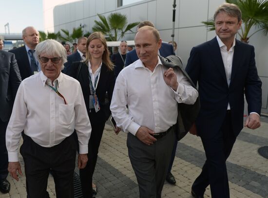 Vladimir Putin attends 2014 Formula 1 Russian Grand Prix