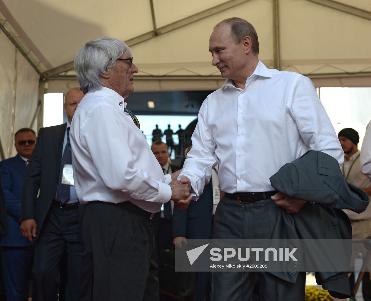 Vladimir Putin attends 2014 Formula 1 Russian Grand Prix