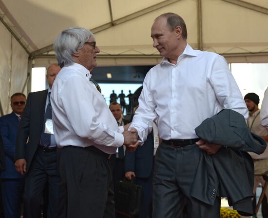 Vladimir Putin attends 2014 Formula 1 Russian Grand Prix