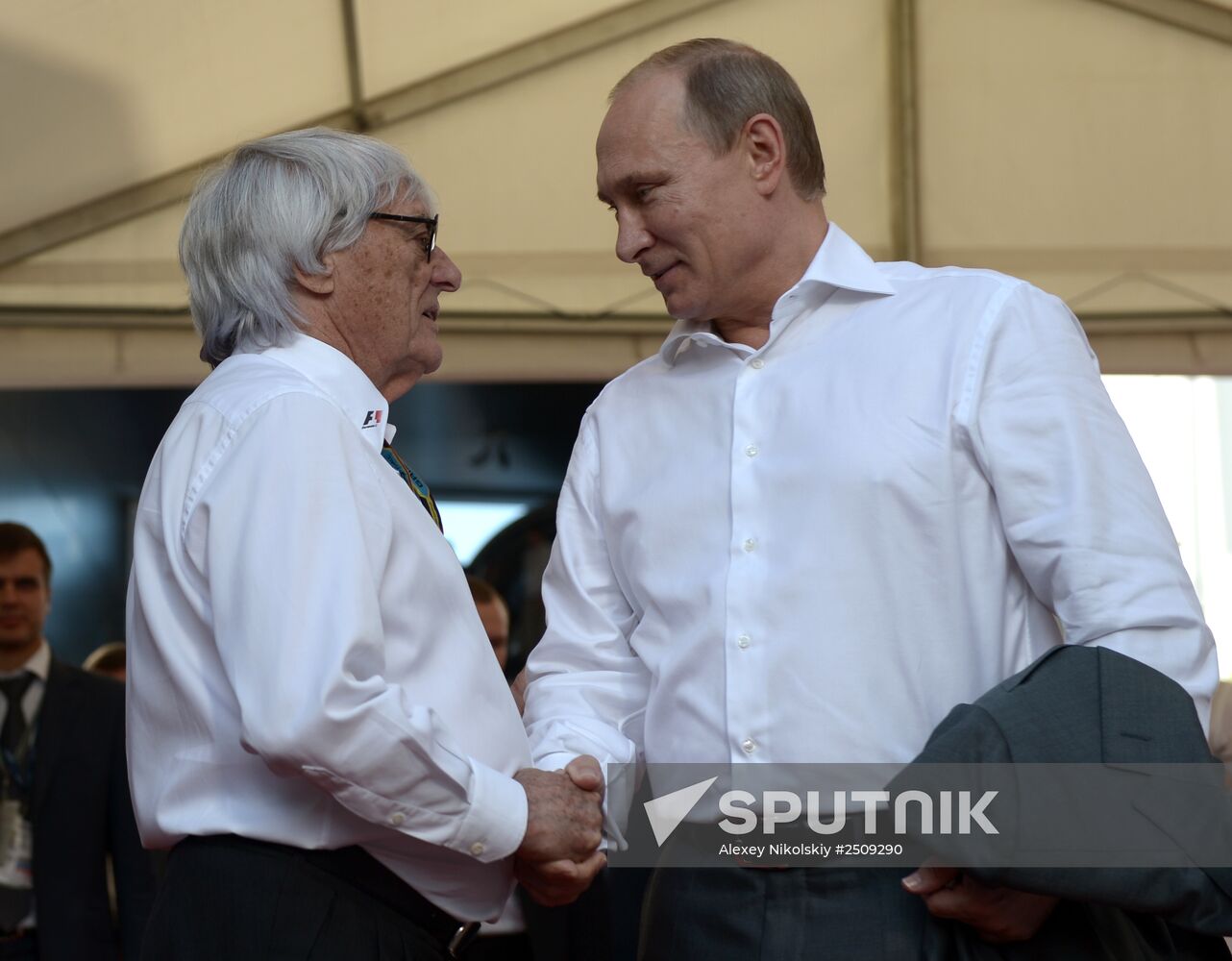 Vladimir Putin attends 2014 Formula 1 Russian Grand Prix