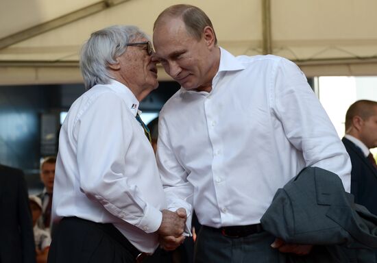 Vladimir Putin attends 2014 Formula 1 Russian Grand Prix