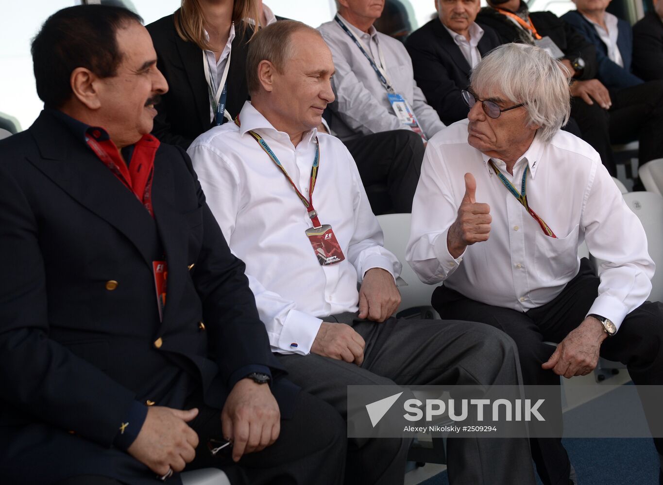 Vladimir Putin attends 2014 Formula 1 Russian Grand Prix