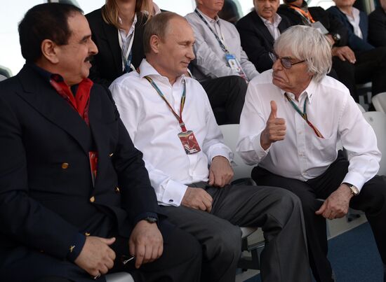 Vladimir Putin attends 2014 Formula 1 Russian Grand Prix