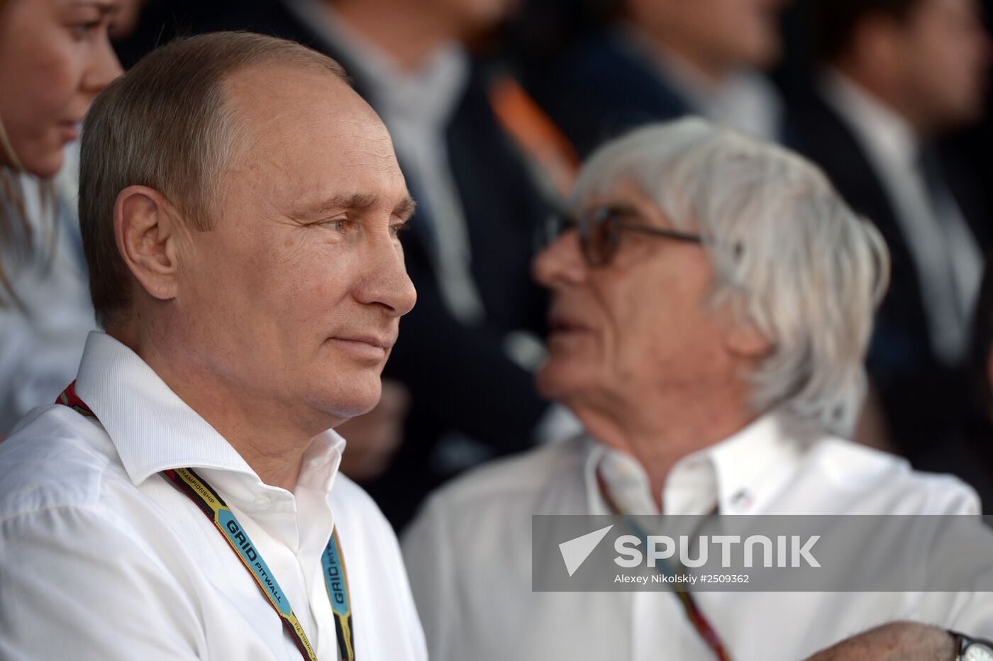 Vladimir Putin attends 2014 Formula 1 Russian Grand Prix