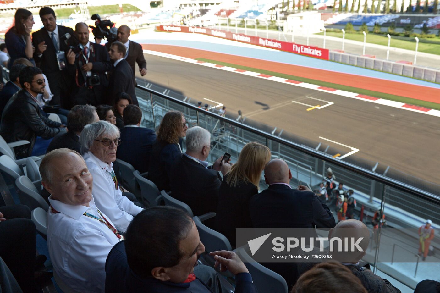 Vladimir Putin attends 2014 Formula 1 Russian Grand Prix