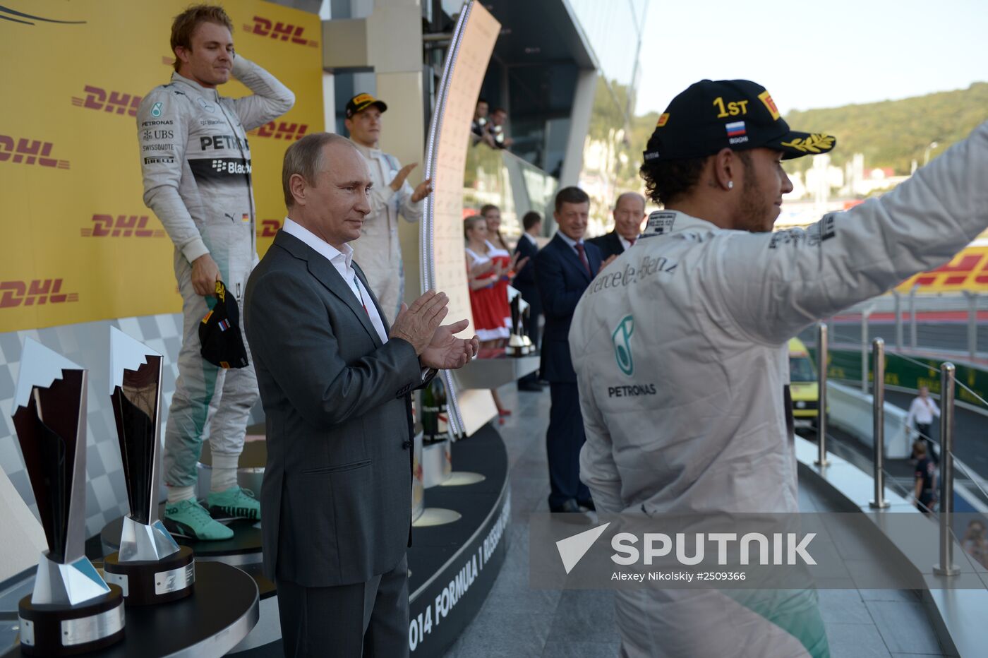 Vladimir Putin attends 2014 Formula 1 Russian Grand Prix