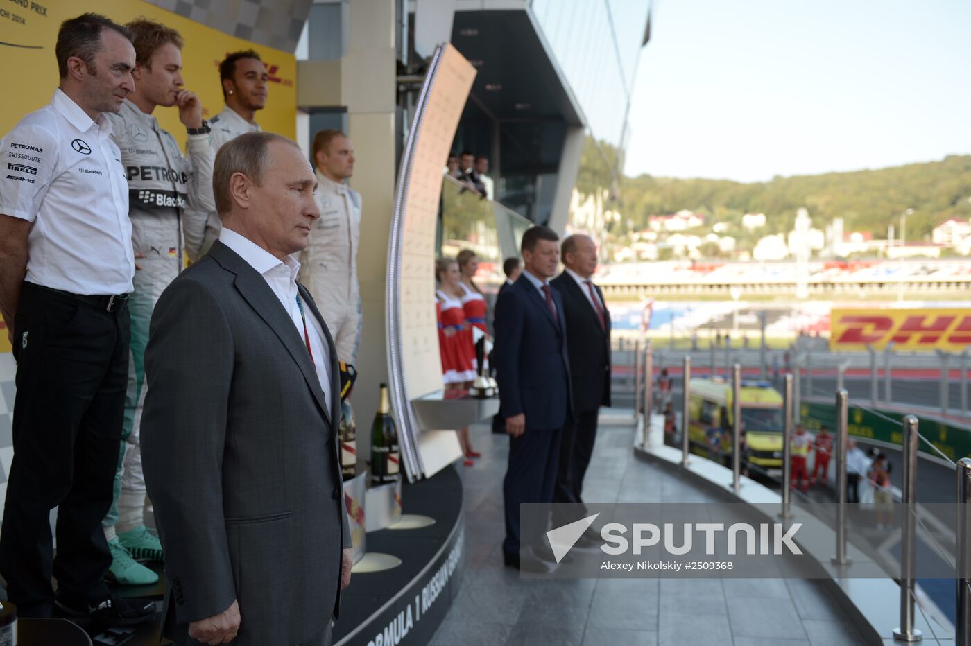 Vladimir Putin attends 2014 Formula 1 Russian Grand Prix