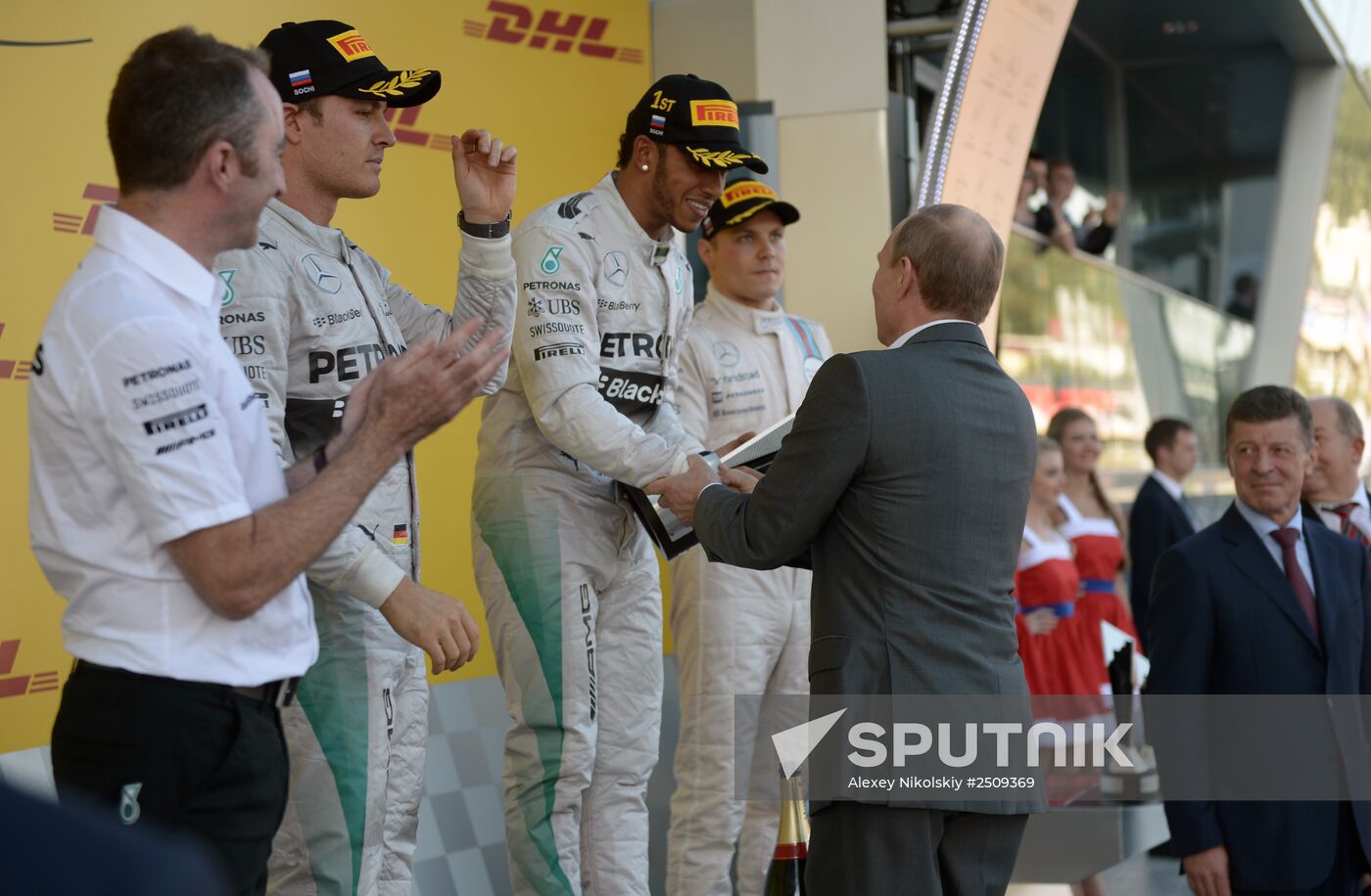 Vladimir Putin attends 2014 Formula 1 Russian Grand Prix