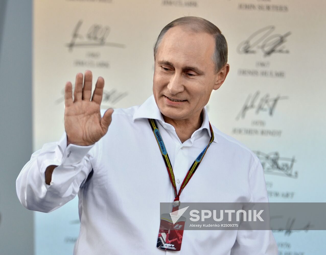 Vladimir Putin attends 2014 Formula 1 Russian Grand Prix