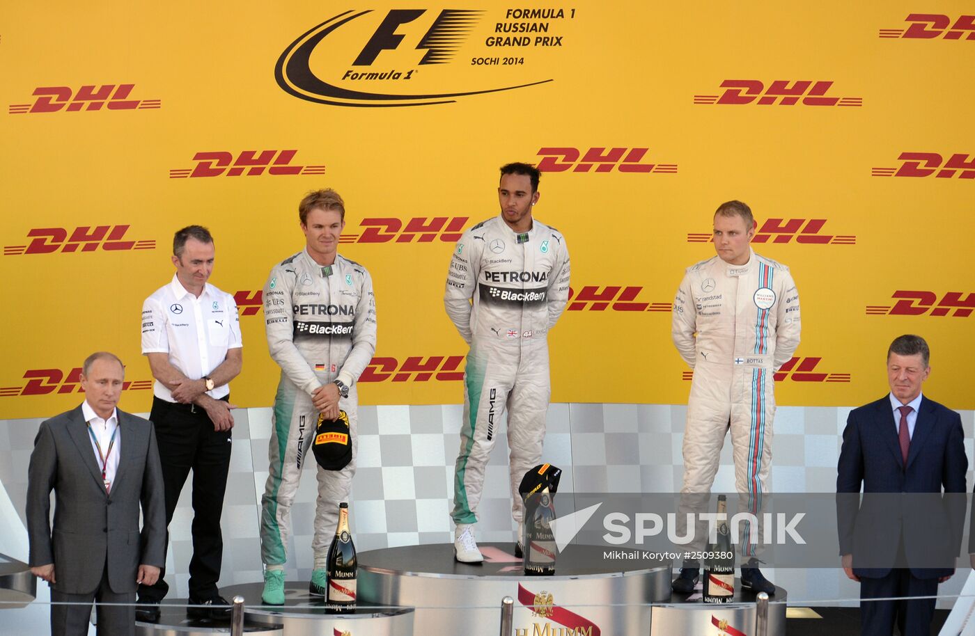 Vladimir Putin attends 2014 Formula 1 Russian Grand Prix