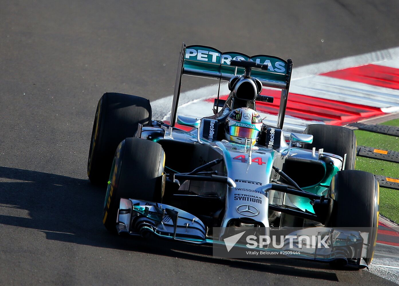 Vladimir Putin attends 2014 Formula 1 Russian Grand Prix