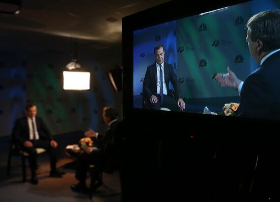 Dmitry Medvedev gives interview to CNBS