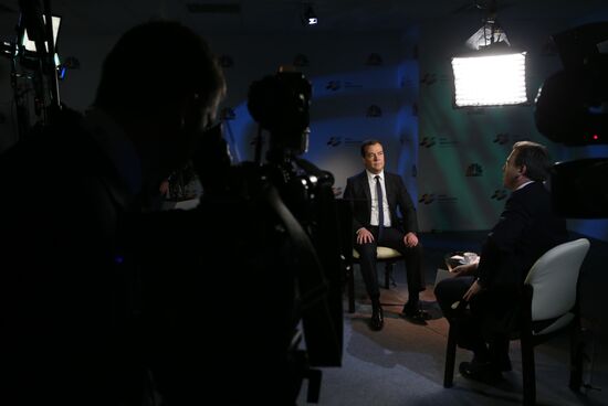 Dmitry Medvedev gives interview to CNBS