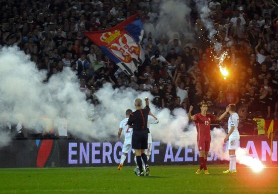 Unrest at Serbia - Albania football match