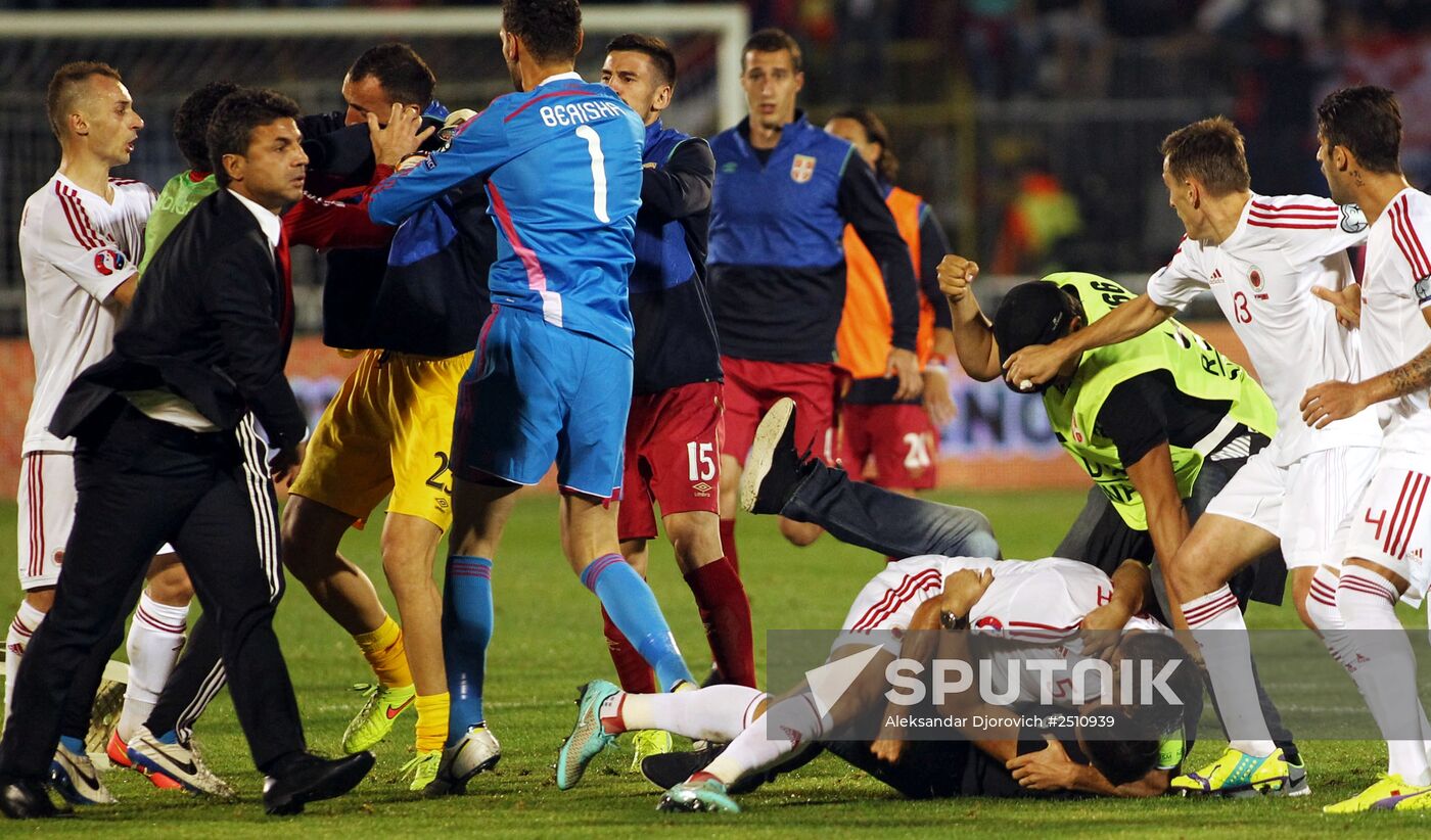 Unrest at Serbia - Albania football match
