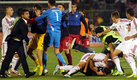 Unrest at Serbia - Albania football match