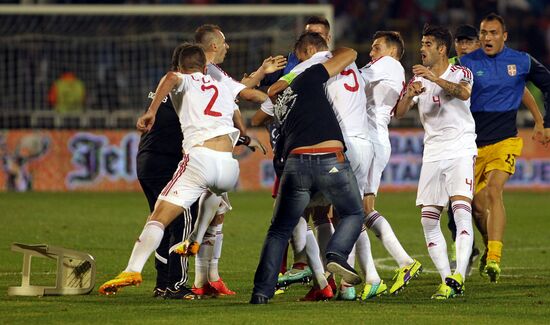 Unrest at Serbia - Albania football match