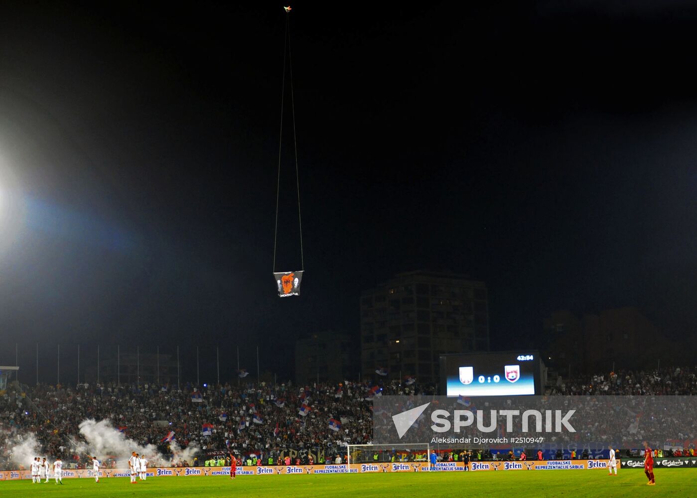 Unrest at Serbia - Albania football match