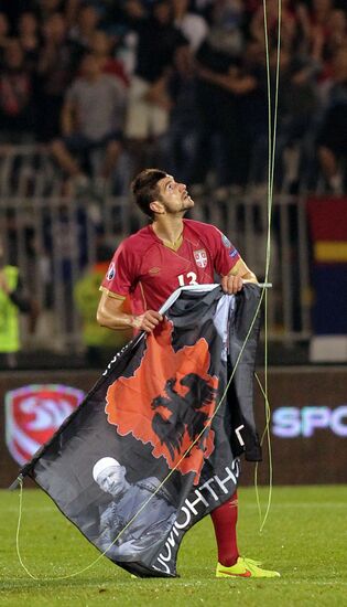Unrest at Serbia - Albania football match