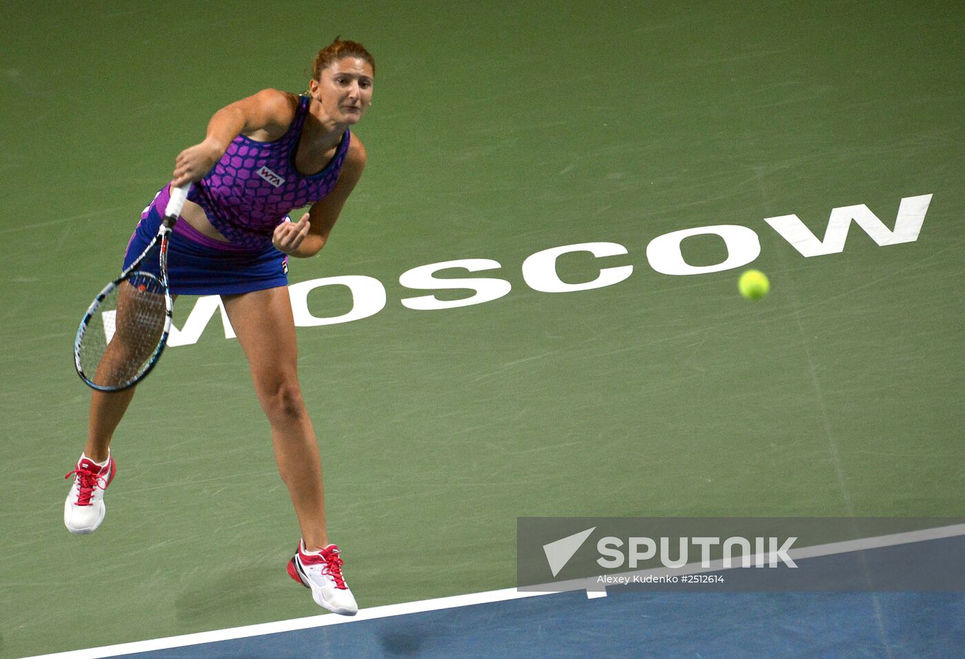 Irina Camelia Begu of Romania plays against Lucie Šafářová of the Czech Republic in a women's singles semifinal at the 2014 Kremlin Cup. Location: Russia, Moscow. Author: Alexey Kudenko/Sputnik. Tennis. 2014 Kremlin Cup. Day Six