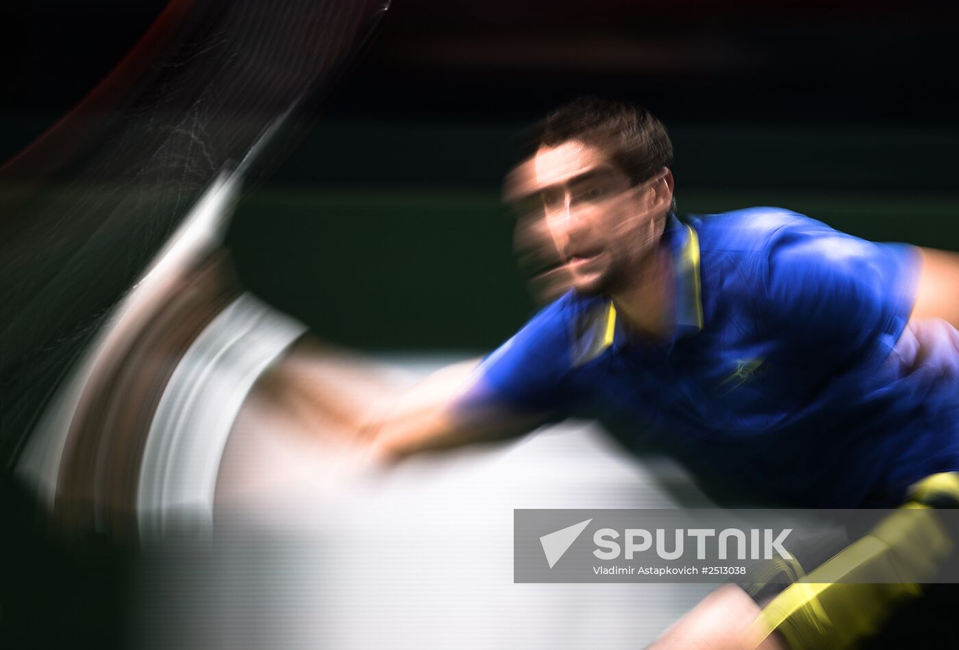 Marin Čilić of Croatia plays in a Kremlin Cup men's singles semifinal against Mikhail Kukushkin of Kazakhstan. Location: Russia, Moscow. Author: Vladimir Astapkovich/Sputnik. Tennis. 2014 Kremlin Cup. Day Six