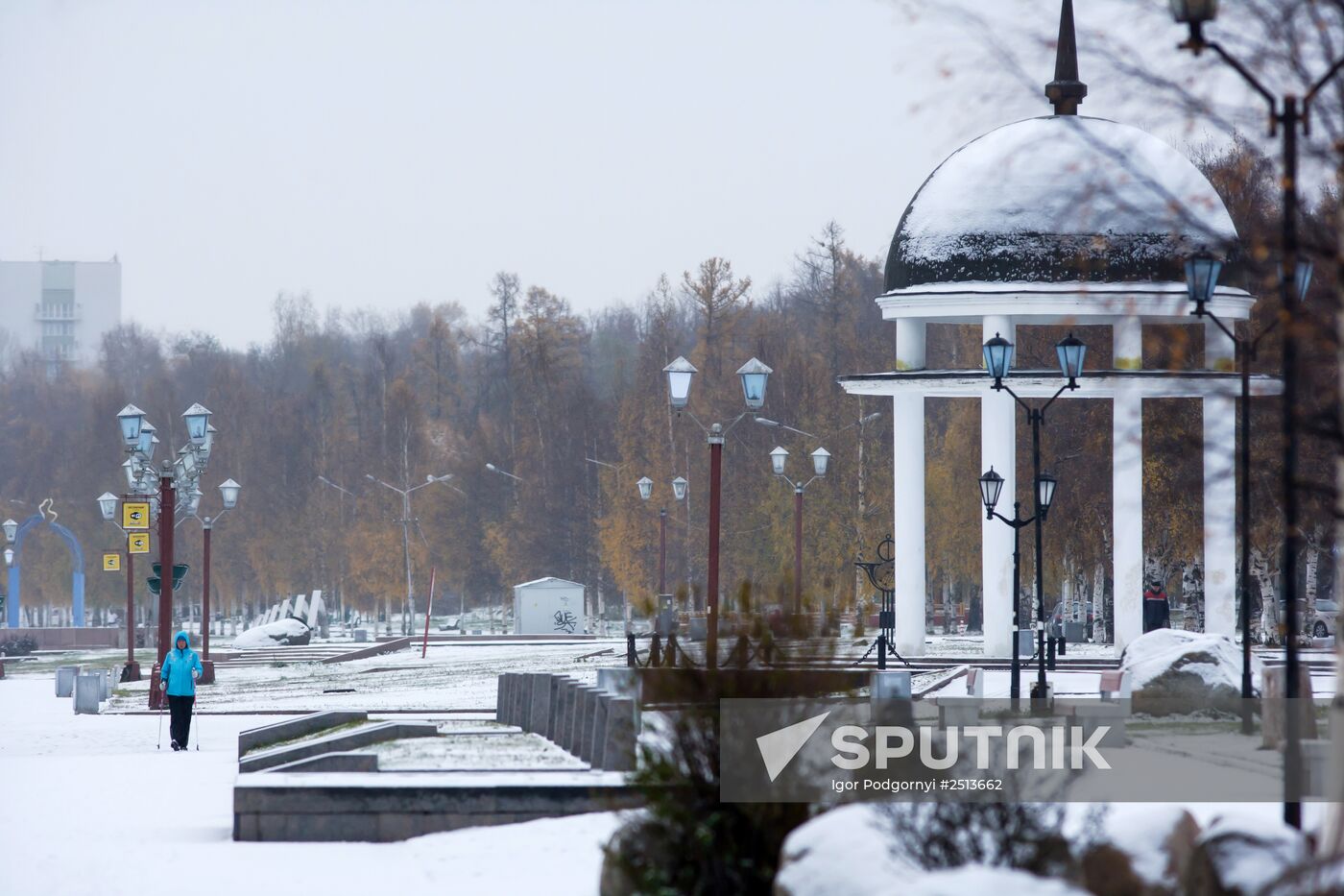 First snowfall in Petrozavodsk