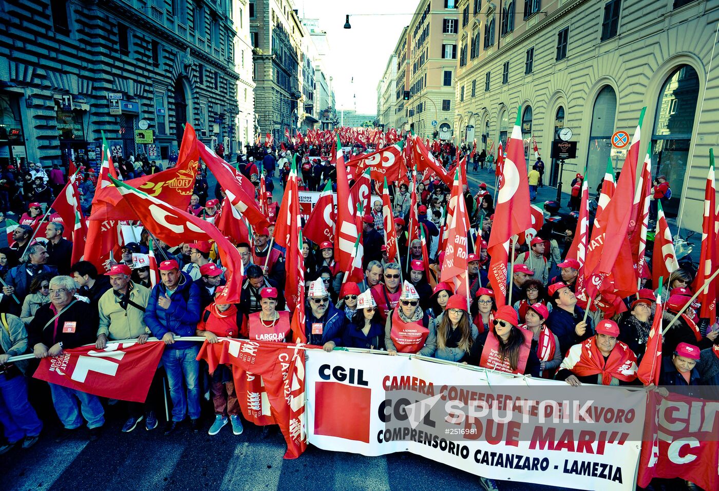 Manifestation organized by the Italian General Confederation of Labour
