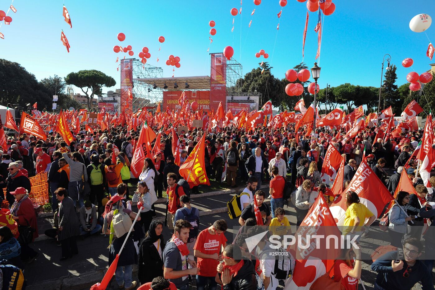 Manifestation organized by the Italian General Confederation of Labour