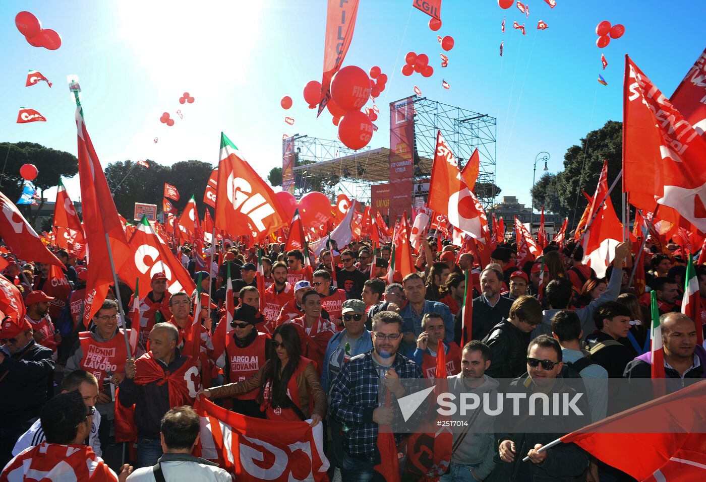Manifestation organized by the Italian General Confederation of Labour