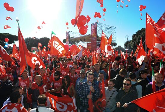 Manifestation organized by the Italian General Confederation of Labour