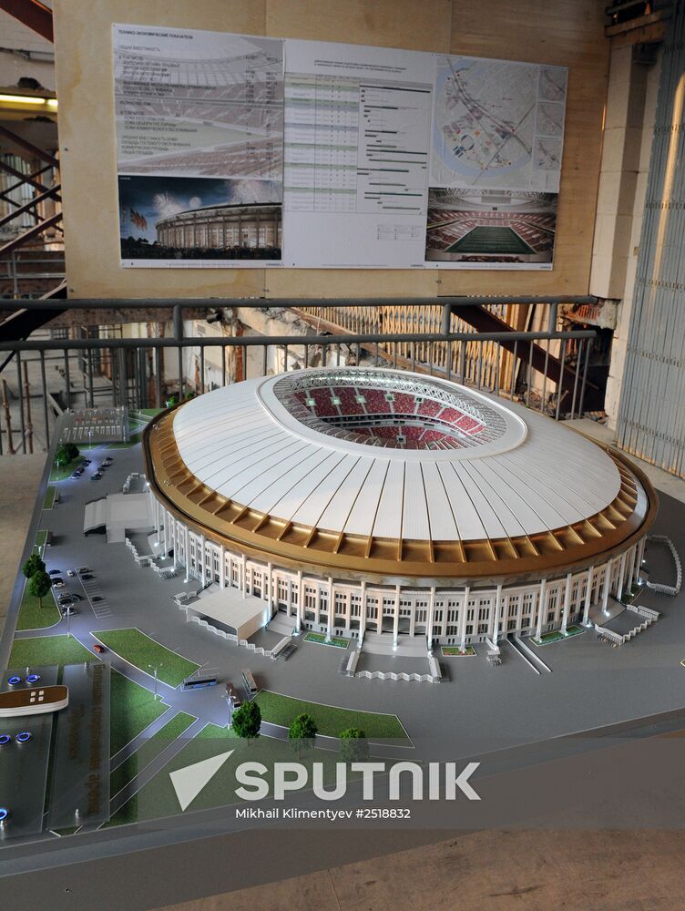 Vladimir Putin inspects progress in Luzhniki Sports Arena reconstruction