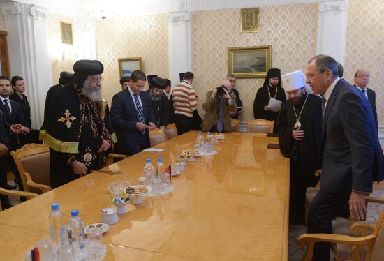 Russian Foreign Minister Sergey Lavrov meets with Coptic Church Patriarch Theodore II