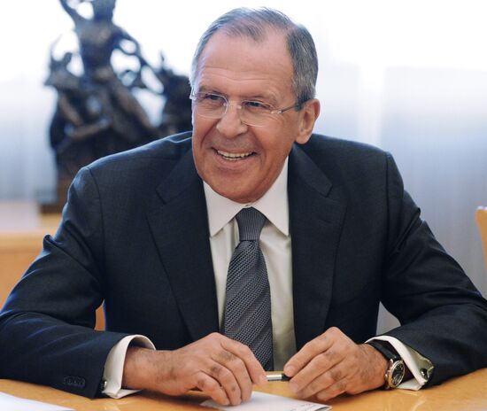Russian Foreign Minister Sergey Lavrov meets with